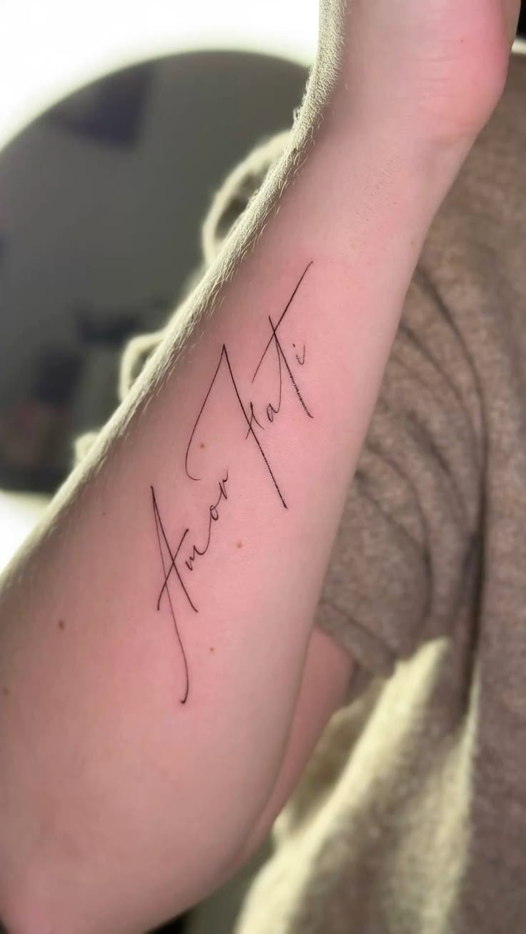 Elegant Calligraphy Amor Fati Tattoo Tattoo Design