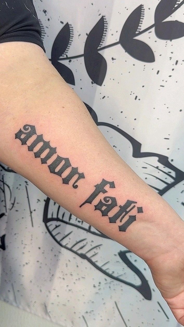 Gothic Amor Fati Forearm Tattoo Tattoo Design