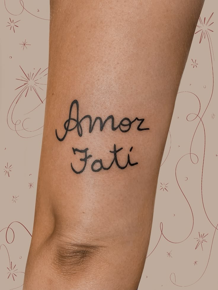 Handwritten Amor Fati Script Tattoo Tattoo Design
