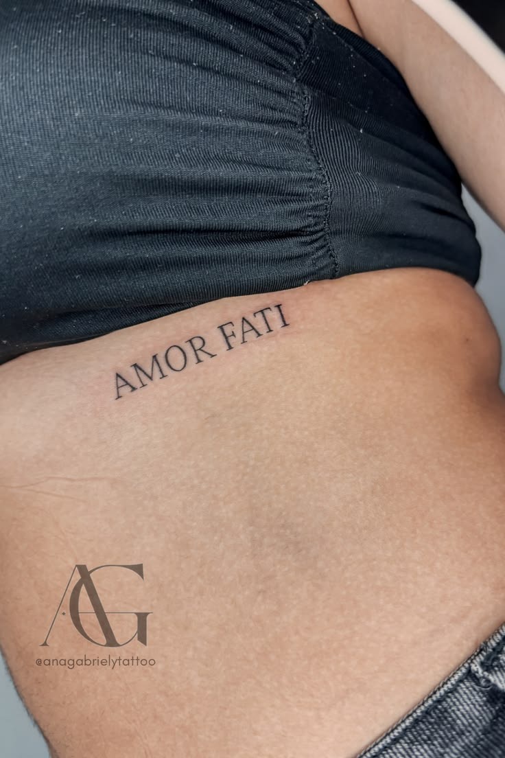 Minimal Amor Fati Hip Tattoo Tattoo Design