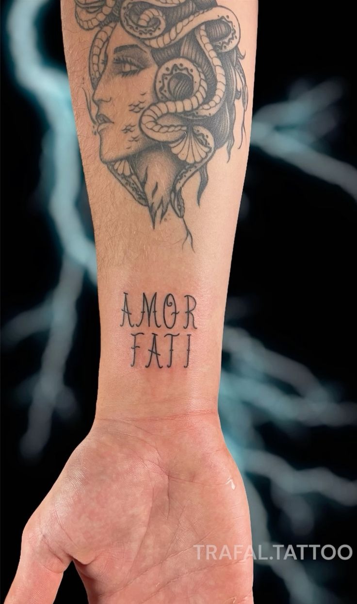 Narrow Serif Amor Fati Tattoo Tattoo Design