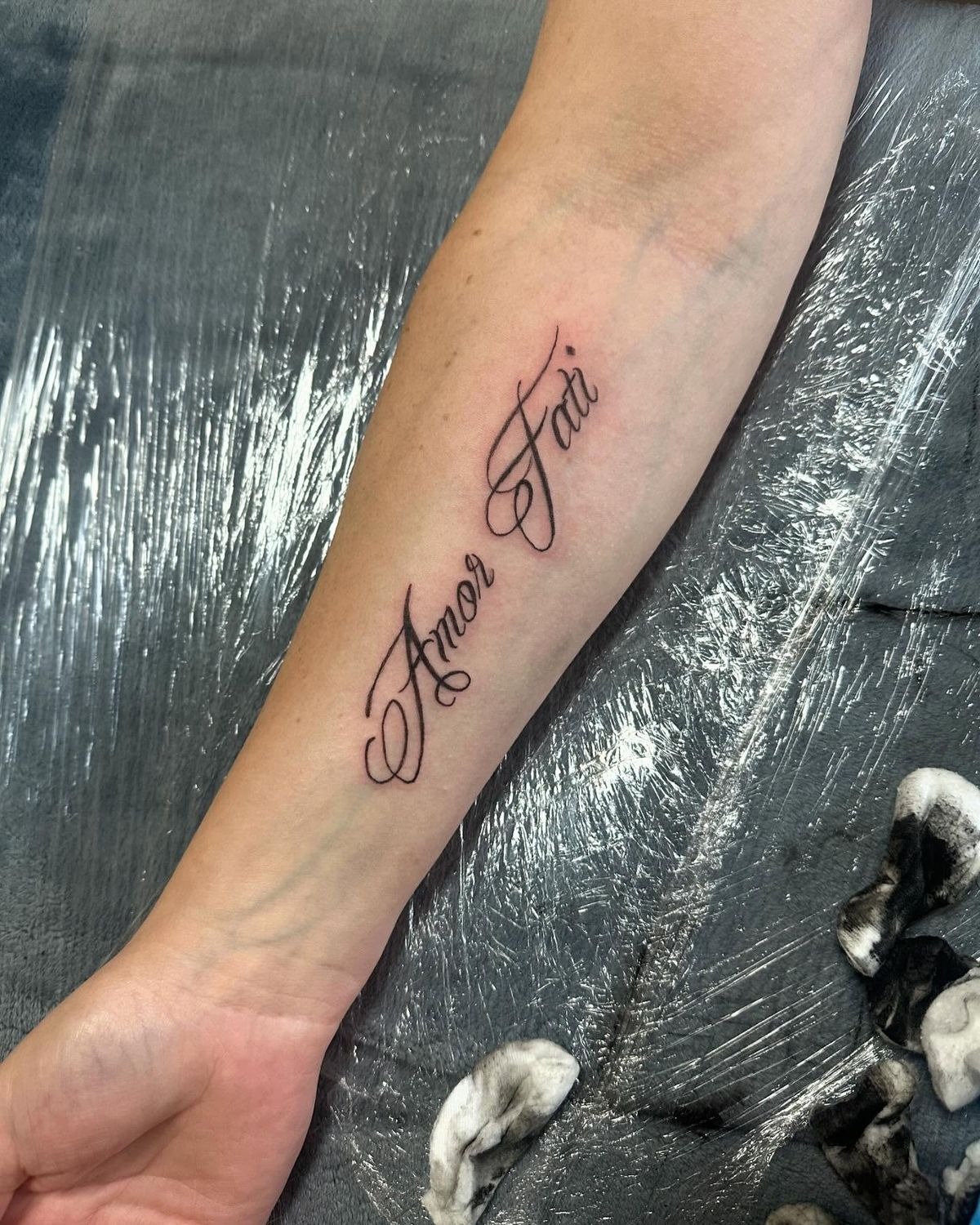 Ornamental Calligraphy Amor Fati Tattoo Tattoo Design