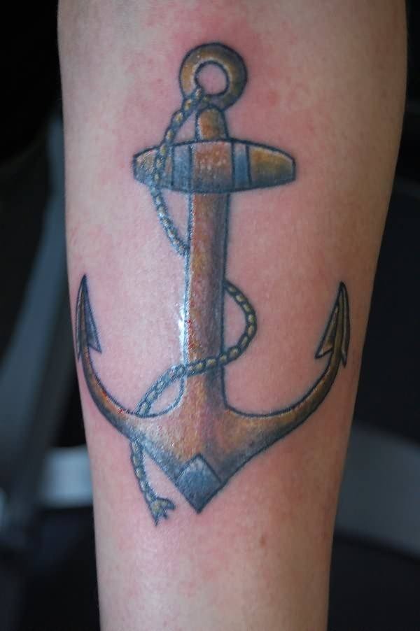 Solid Anchor On The Cal Tattoo Design