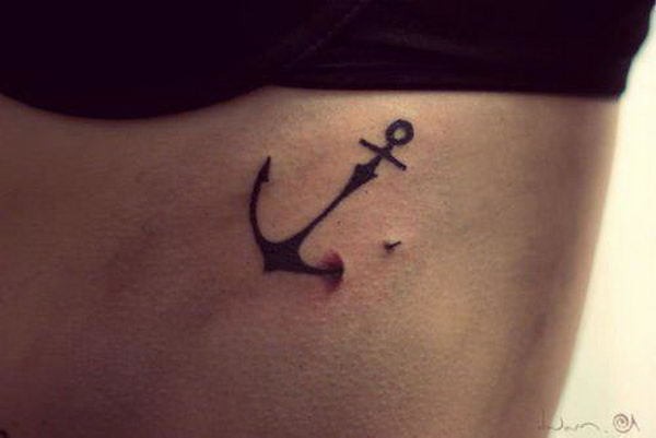 Anchor At The Back Of The Ear Tattoo Design