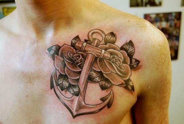 Pink Roses Anchor Tattoo Designs Tattoo Design