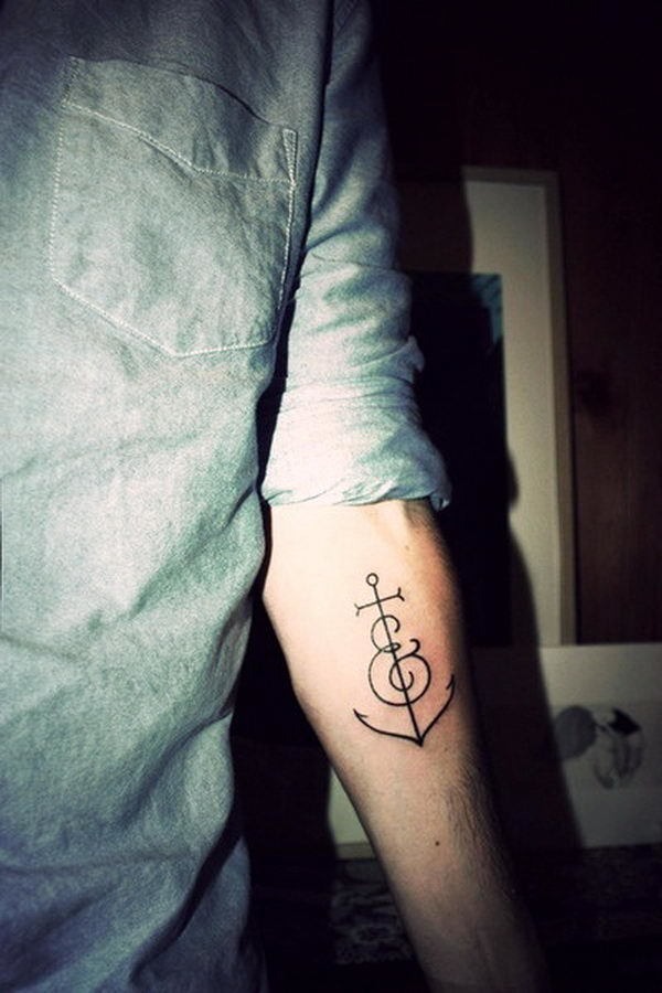 Musical Anchor Design Tattoo Design