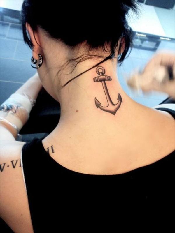 Simple Anchor On The Thumb Tattoo Design