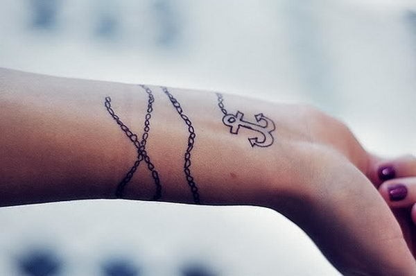 Floral Anchor On The Ankle Tattoo Design
