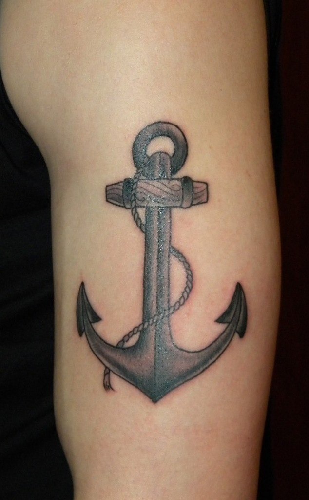 3D Wooden Anchor Tattoo Design
