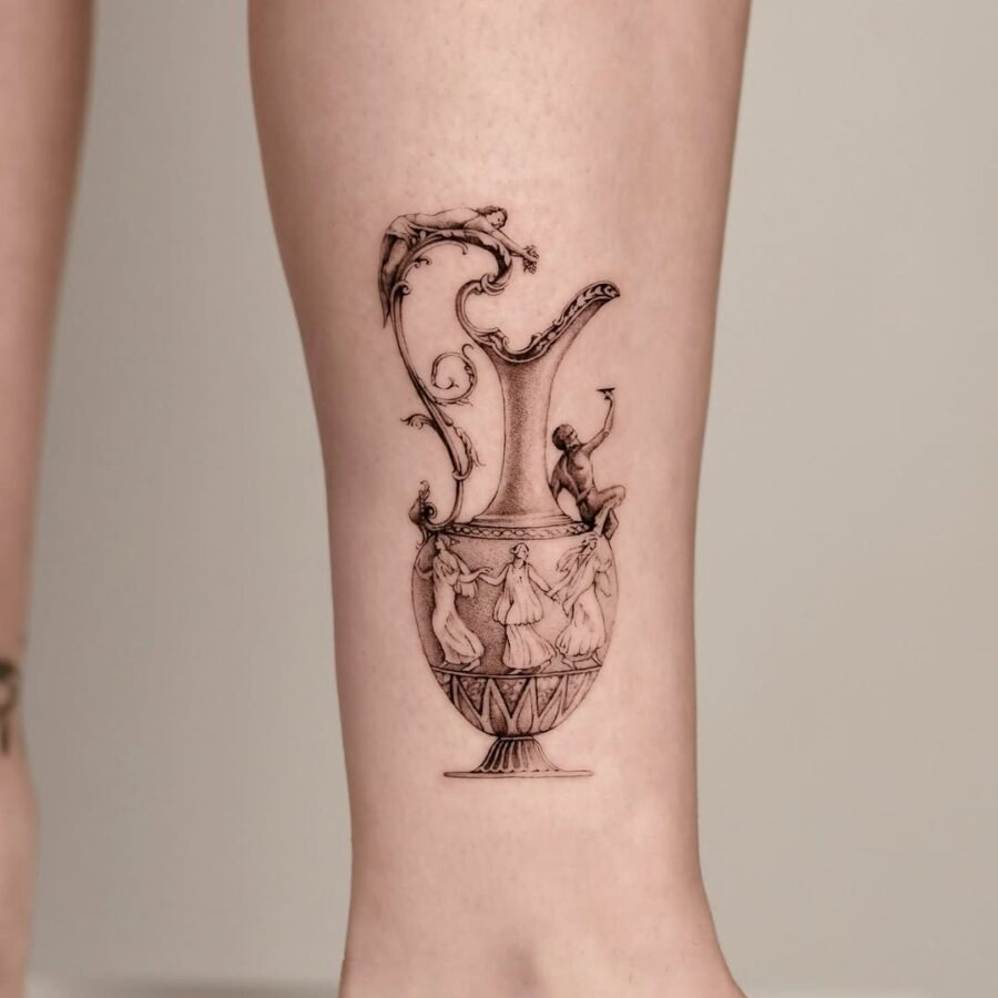 Elegant Vase Design with Mythical Touch Tattoo Design