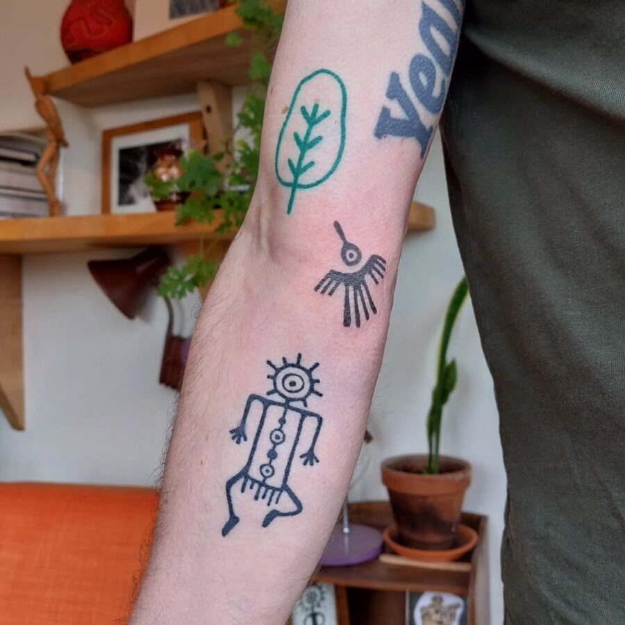 Hand-drawn symbols inspired by ancient art culture Tattoo Design