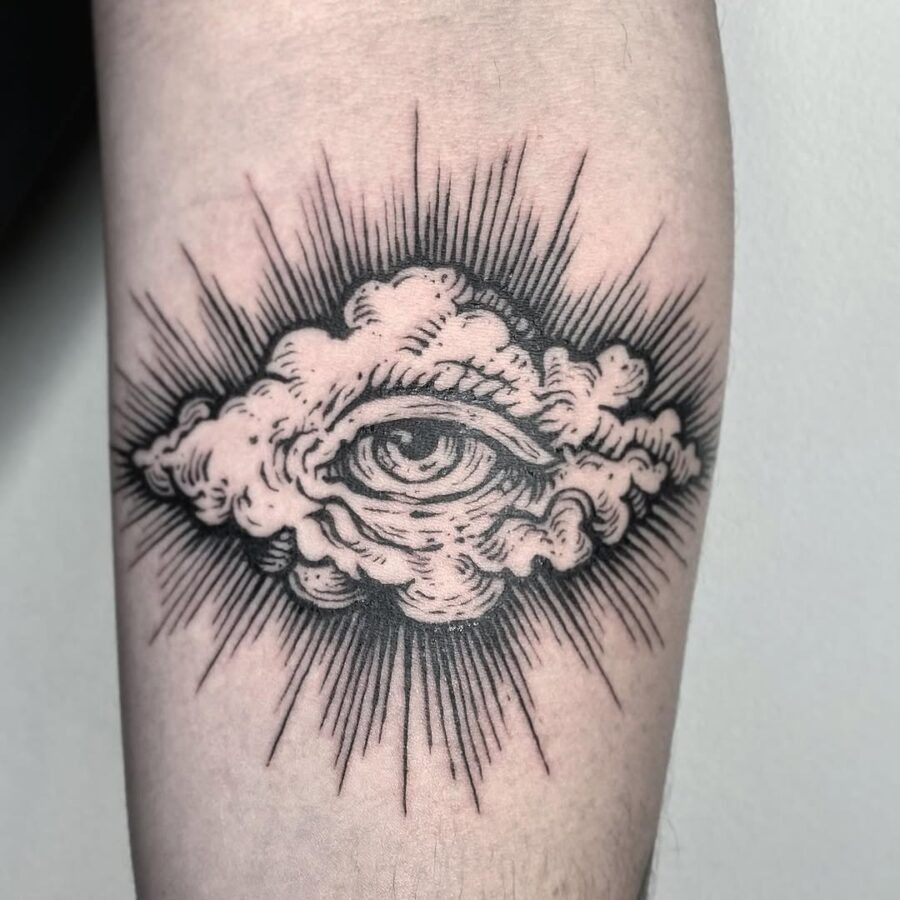 Mysterious Eye Within a Cloud Tattoo Tattoo Design
