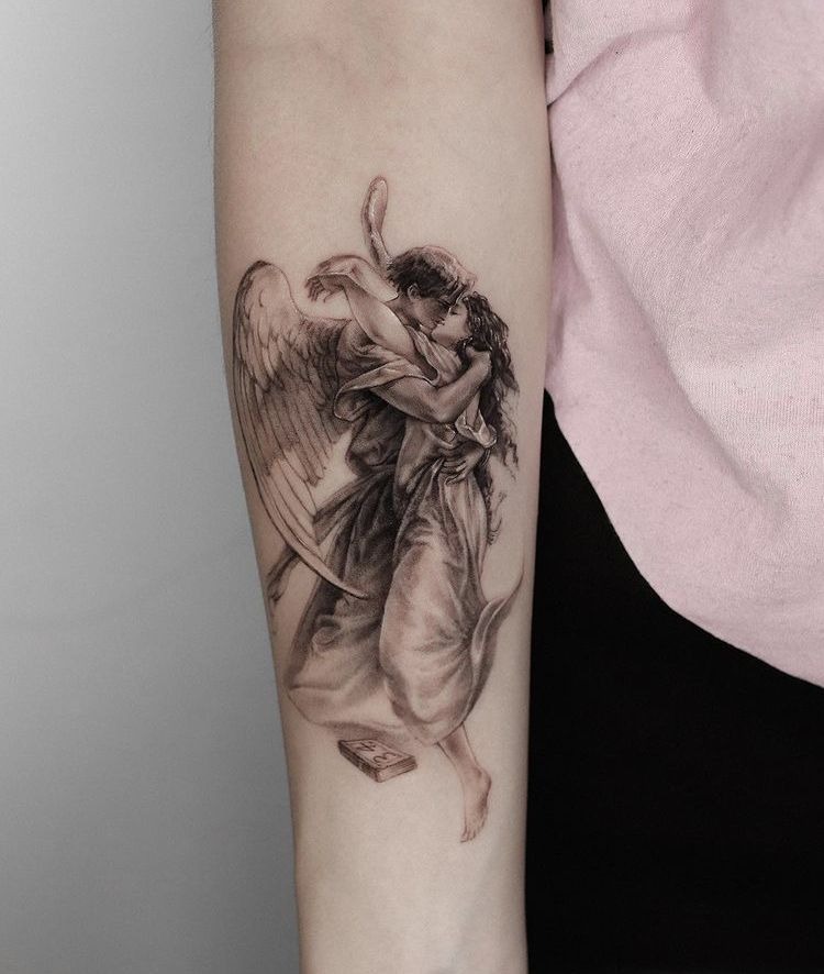 Angel Embrace Forearm Tattoo Tattoo Design
