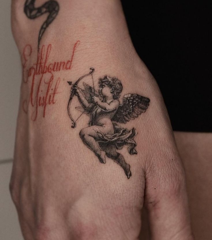 Dark Cupid Foot Tattoo Tattoo Design