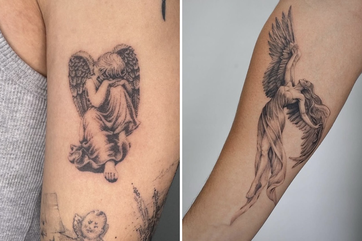 Angel Tattoo Ideas For Meaningful and Timeless Ink Featured Lookbook Collage