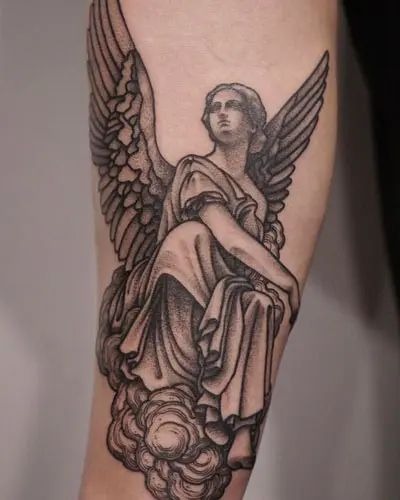 Seated Angel Statue Tattoo Tattoo Design