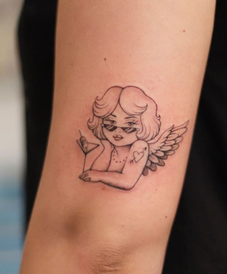 Simple Sleeping Cherub Cloud Tattoo Tattoo Design