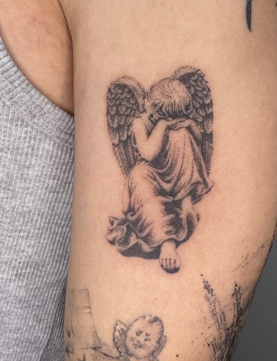 Soft Renaissance Cherub Shoulder Tattoo Tattoo Design