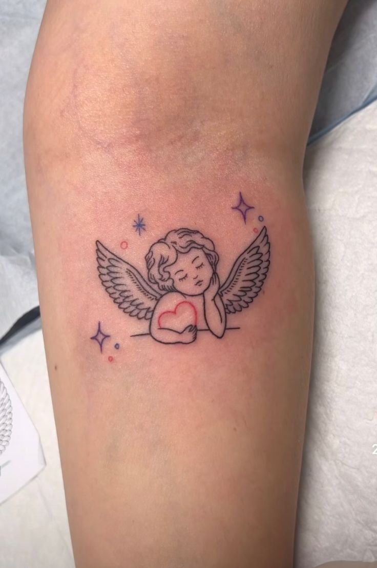Tiny Cherub With Heart Tattoo Tattoo Design