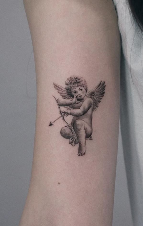 Tiny Cupid Inner Arm Tattoo Tattoo Design
