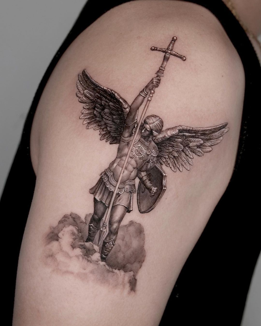Warrior Archangel Thigh Tattoo Tattoo Design