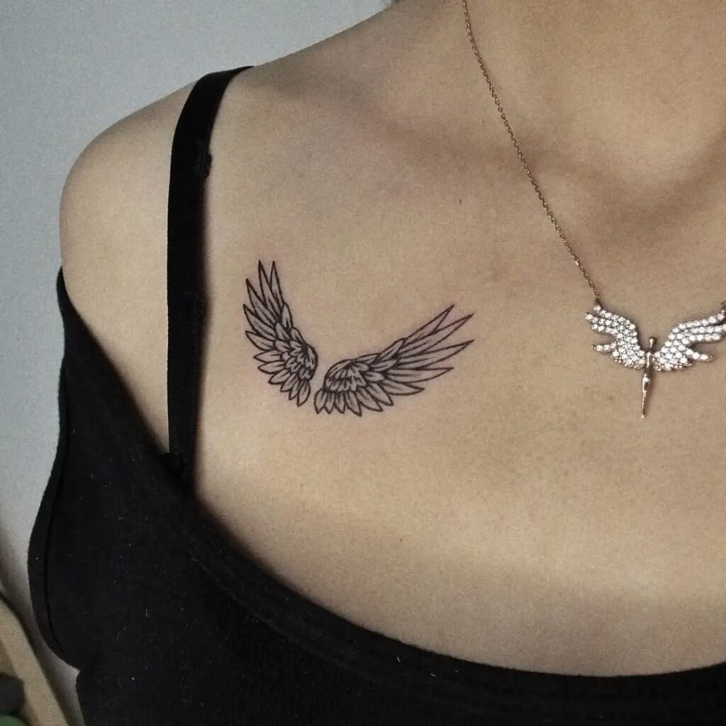 Abstract Angel Wing Linework Tattoo Tattoo Design