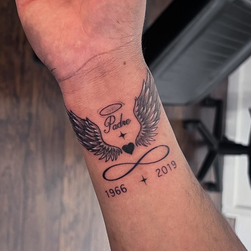 Angel Wing Memorial Chest Tattoo Tattoo Design