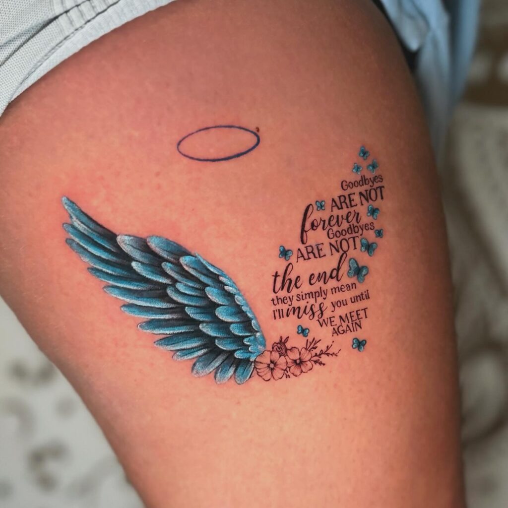 Angel Wings Chest Tattoo in Memory of Grandparents Tattoo Design