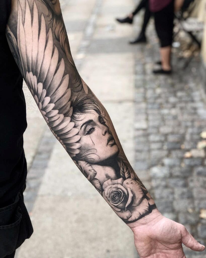Dark Elegance Shoulder Wing Tattoo Tattoo Design