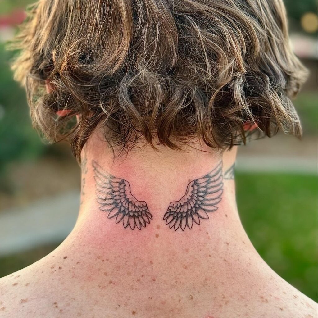 Delicate Angel Wings Collarbone Tattoo Tattoo Design