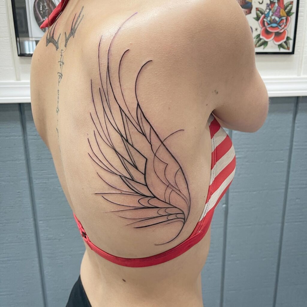 Fine Line Angel Wing Tattoo on Arm Tattoo Design