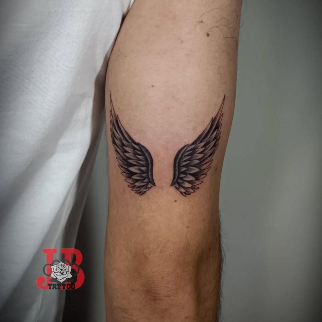 Hyper-Realistic Angel Wing Sleeve Tattoo Tattoo Design