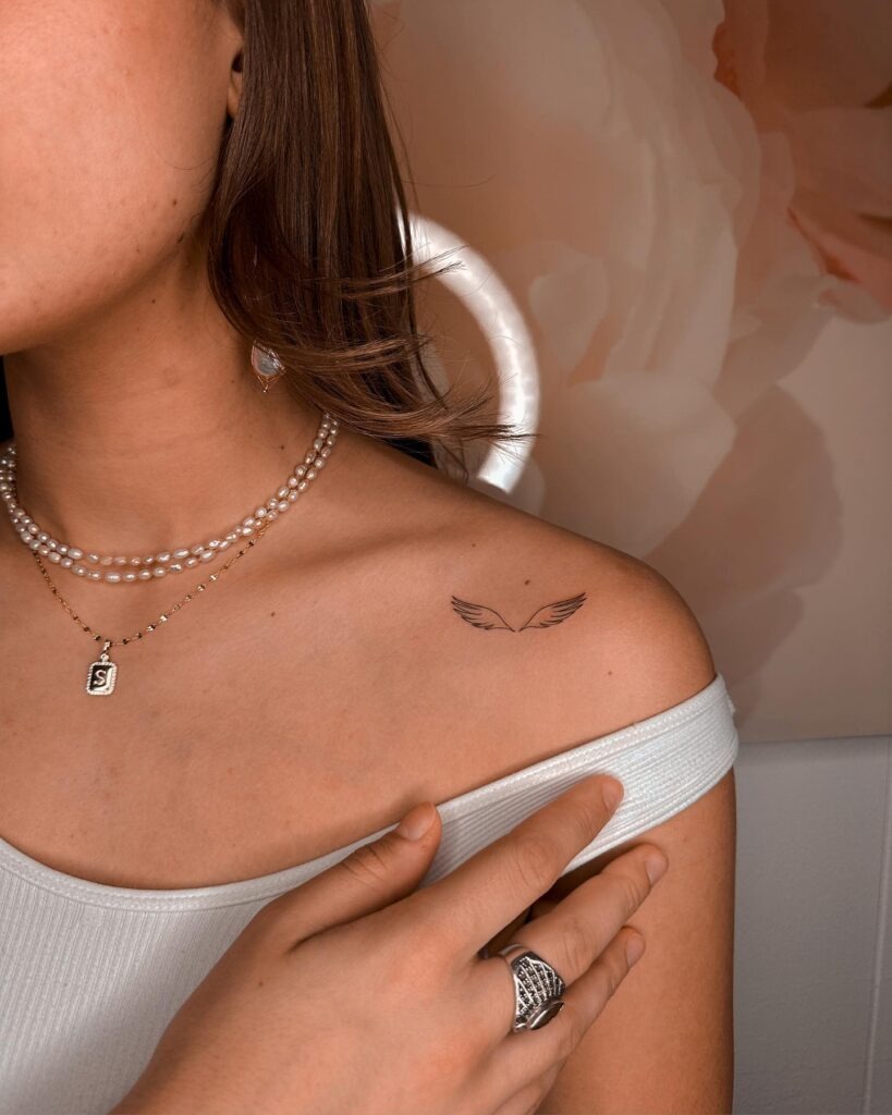 Minimal Angel Wings and Halo Tattoo Tattoo Design