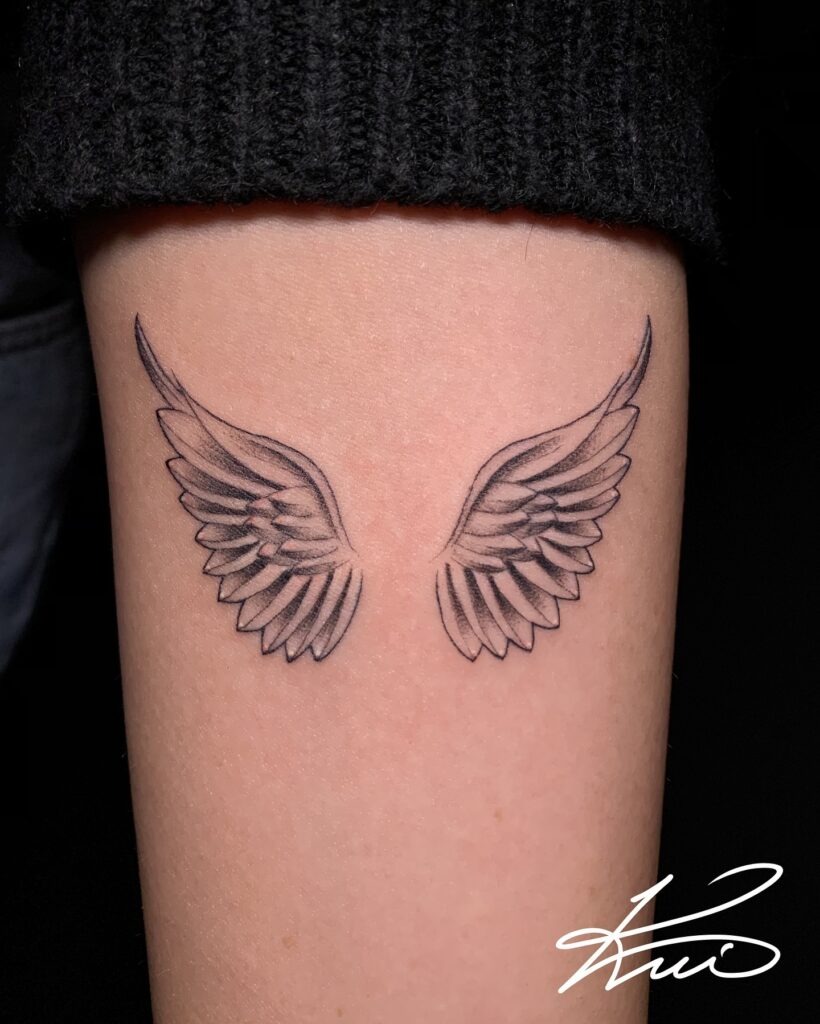 Realistic Angel Wing and Butterfly Sleeve Tattoo Tattoo Design