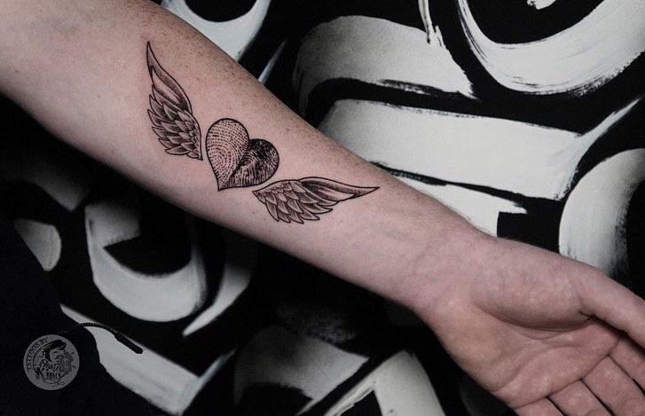 Realistic Forearm Angel Wing Tattoo Tattoo Design