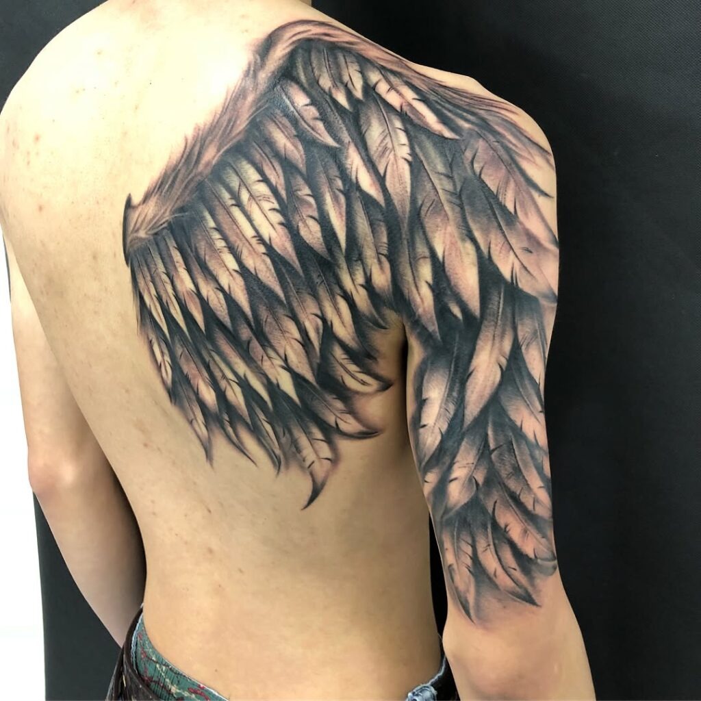 Tiny Angel Wings with Scorpio Symbol Tattoo Tattoo Design