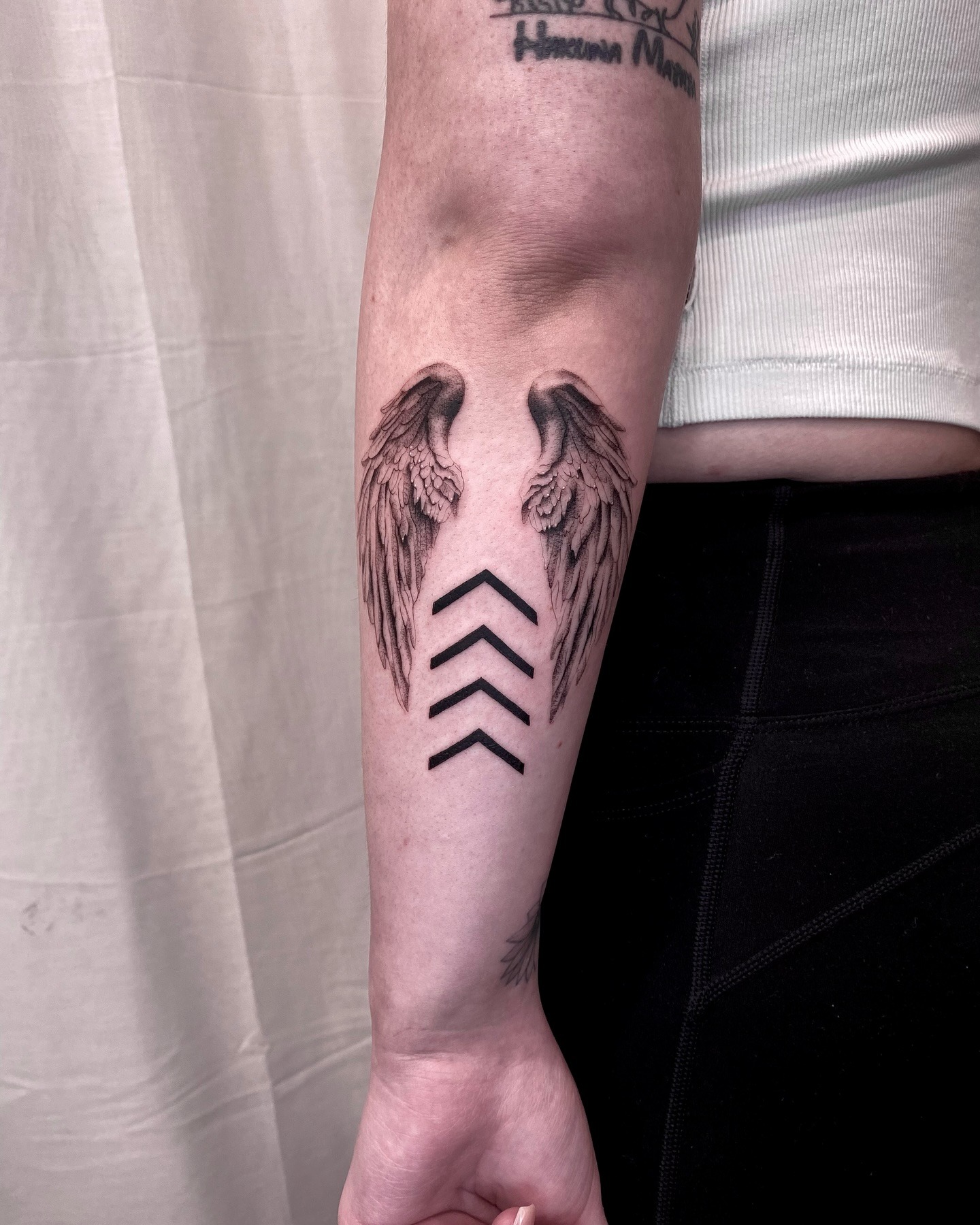 Watercolor Angel Wing Tattoo on Forearm Tattoo Design