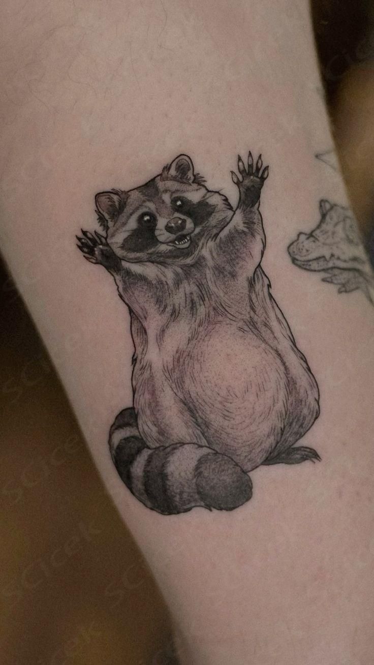 Waving Raccoon Tattoo Tattoo Design