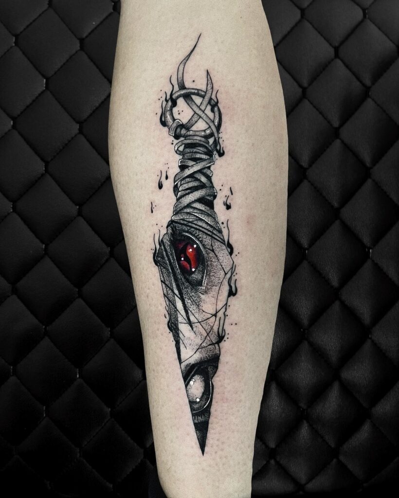 Itachi's Eternal Gaze Kunai Tattoo Tattoo Design