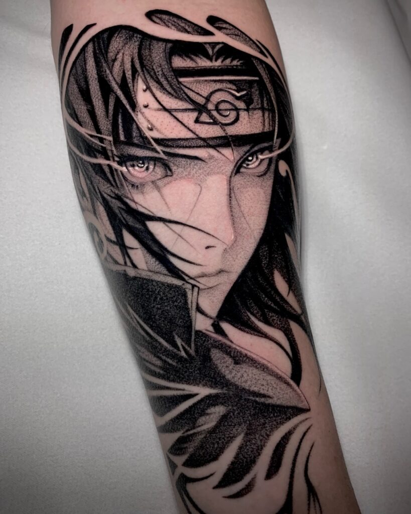 Itachi Uchiha's Piercing Gaze Tattoo Tattoo Design