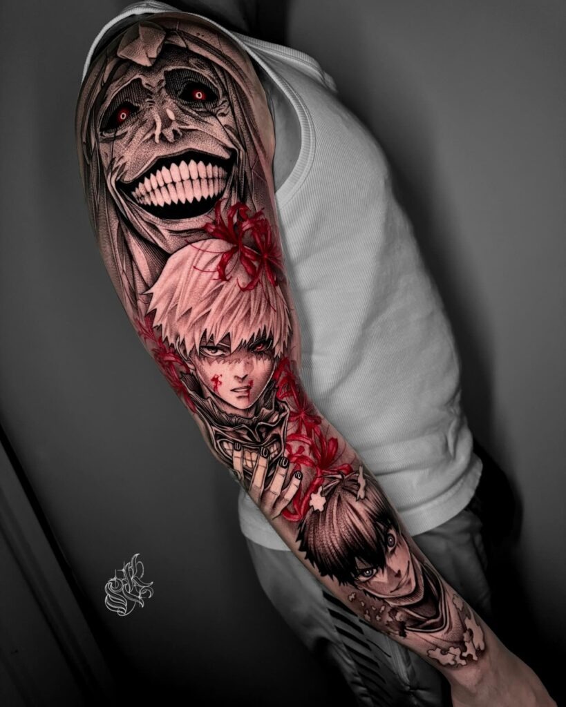Kaneki's Transformation and The Smiling Ghoul Tattoo Tattoo Design