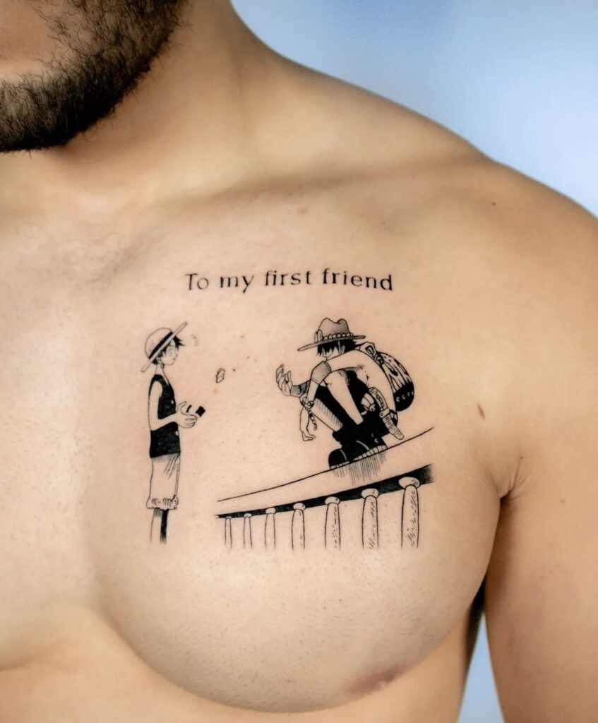 Luffy and Ace First Friend Tattoo Tattoo Design
