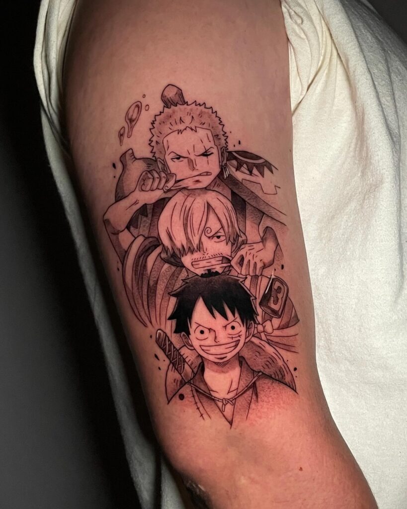 Luffy, Zoro, and Sanji Trio Tattoo Tattoo Design