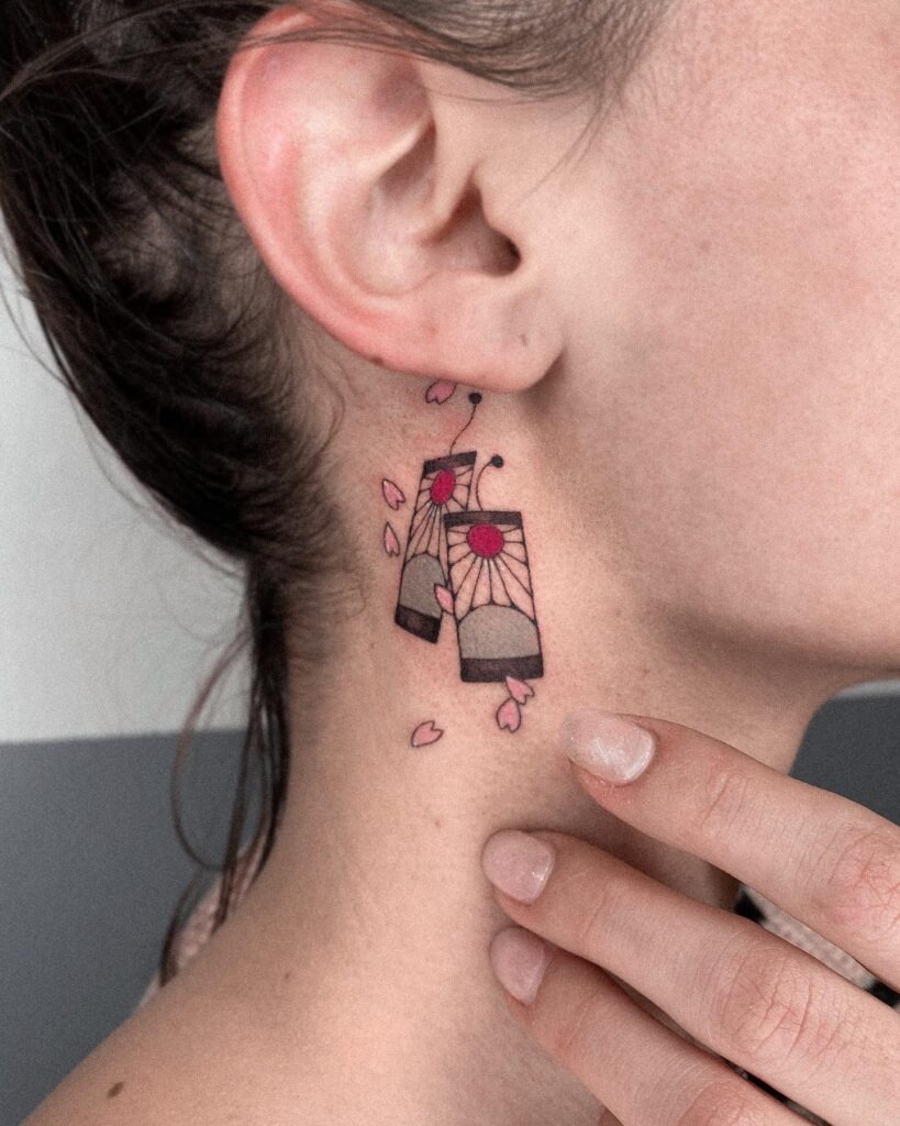 Tanjiro's Hanafuda Earrings Tattoo Tattoo Design