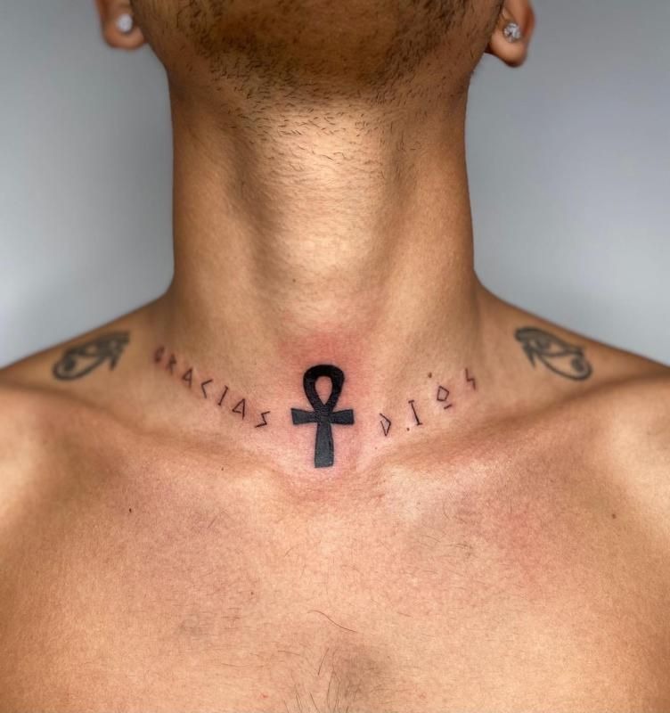 Center Neck Ankh Tattoo Tattoo Design