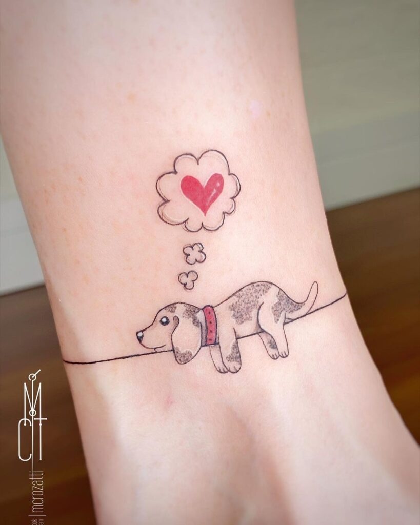 Adorable Dog and Heart Tattoo Design Tattoo Design