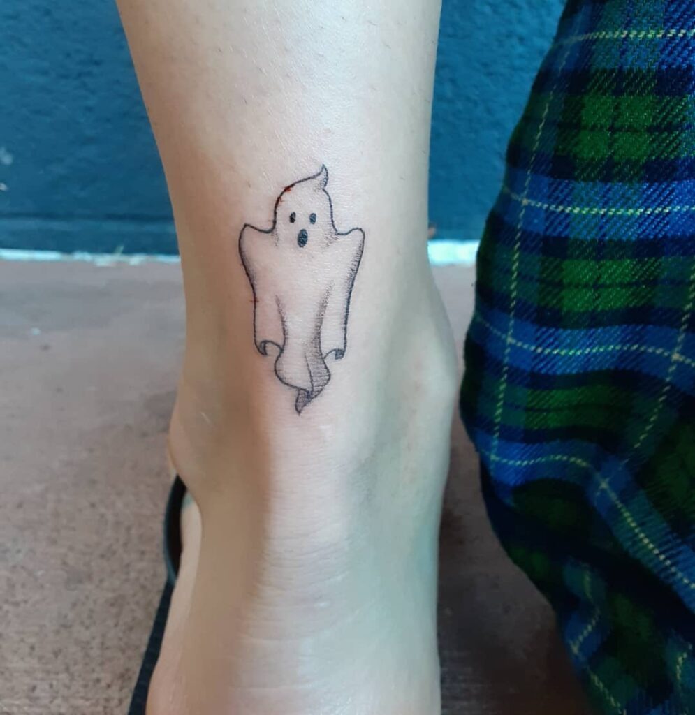 Adorable Ghost Ankle Tattoo Tattoo Design