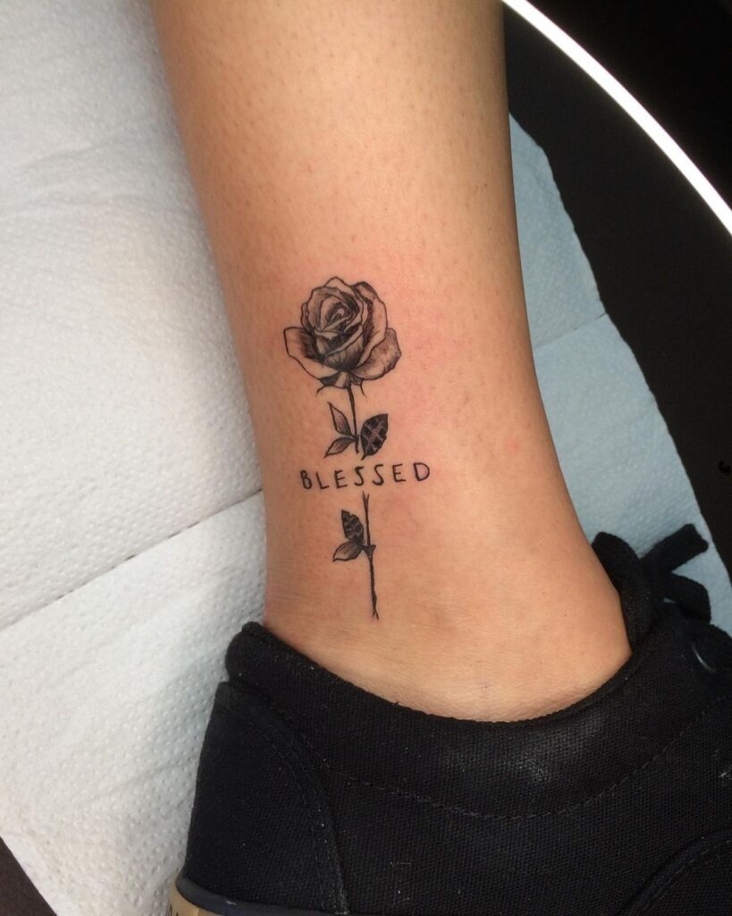 Blessed Rose Ankle Tattoo Tattoo Design