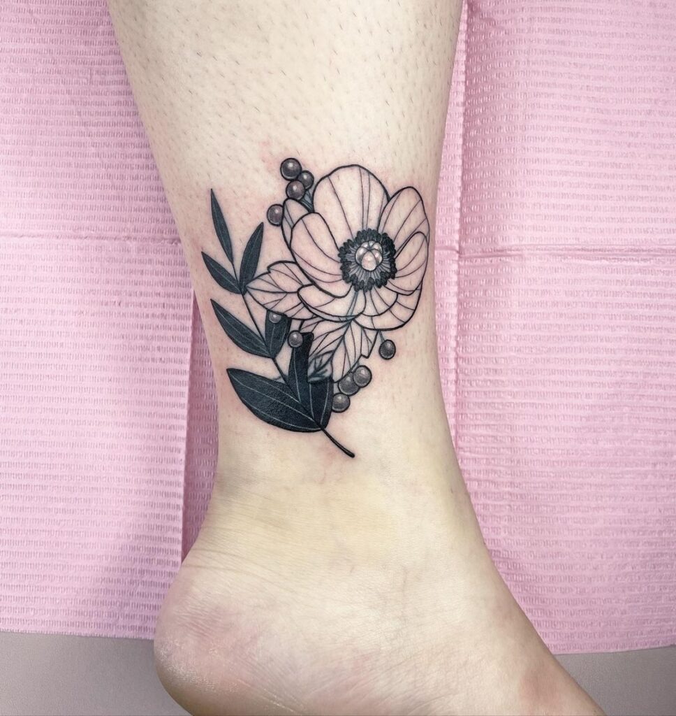 Bold Floral Ankle Tattoo Tattoo Design