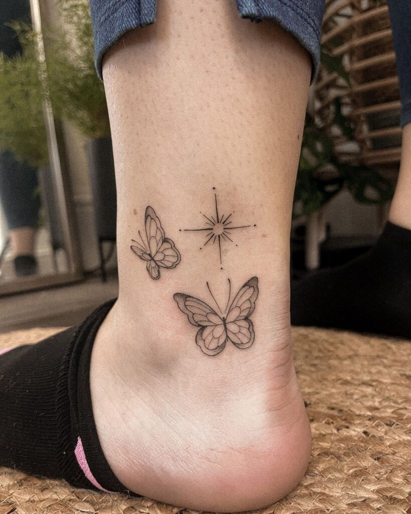 Butterfly and Star Ankle Tattoo Tattoo Design
